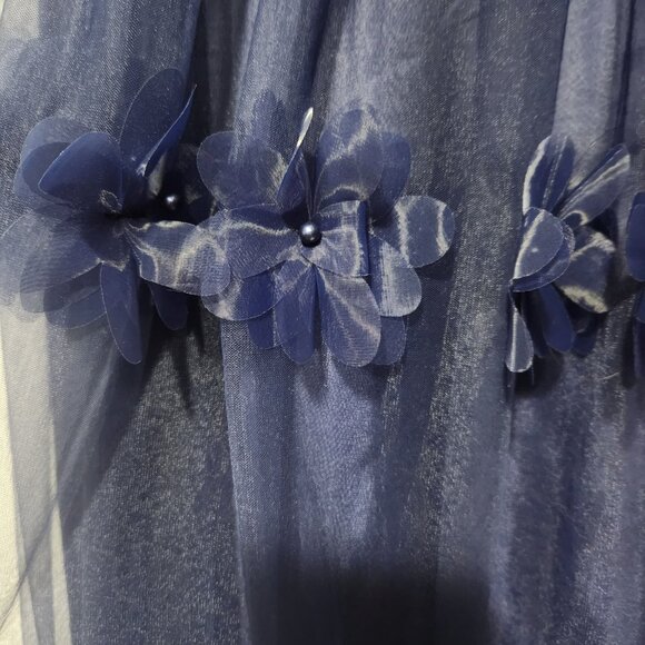 Speechless Navy Blue Formal Strapless A-line Dress with 3D Florals - Size 11 - Picture 12 of 13